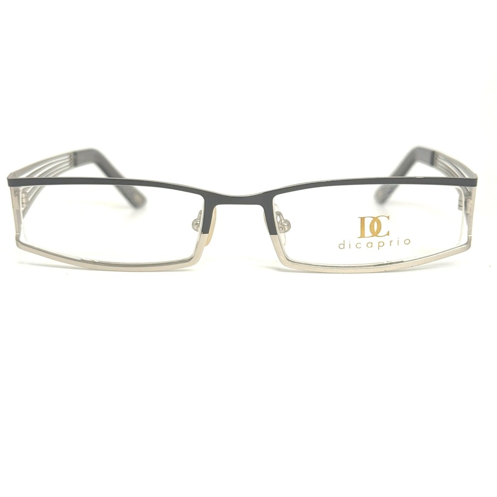DiCaprio DC 55 Silver Black Eyeglass Frames 51-18-140 Italy Rectangular Glasses